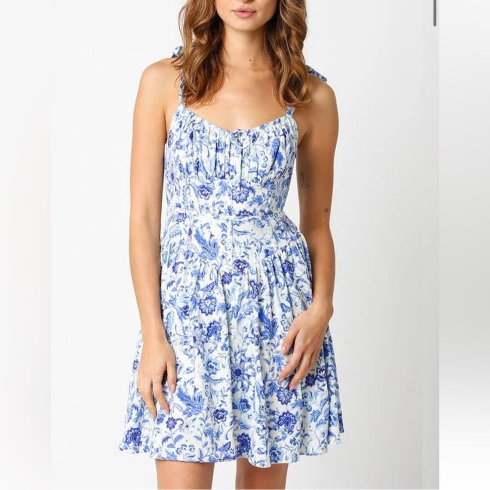Olivaceous Blue and White Spaghetti Strap Sundress
